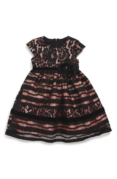 Isobella & Chloe 'Madeline' Cap Sleeve Dress (Baby Girls) in Black