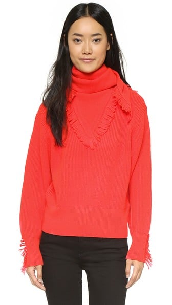KENZO Fringe Pullover in Coral Red