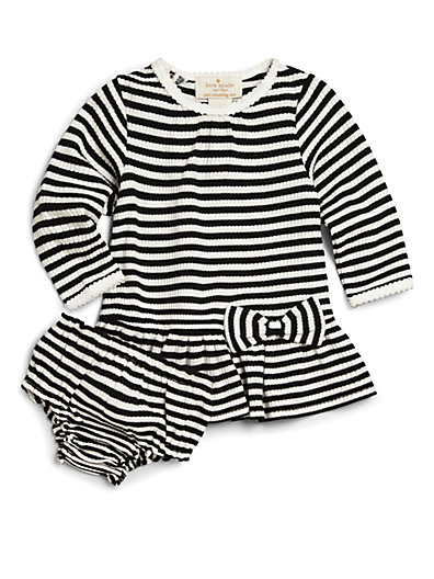 Kate Spade New York Baby's Two-Piece Striped Flounce Dress & Bloomers Set in Black-Cream
