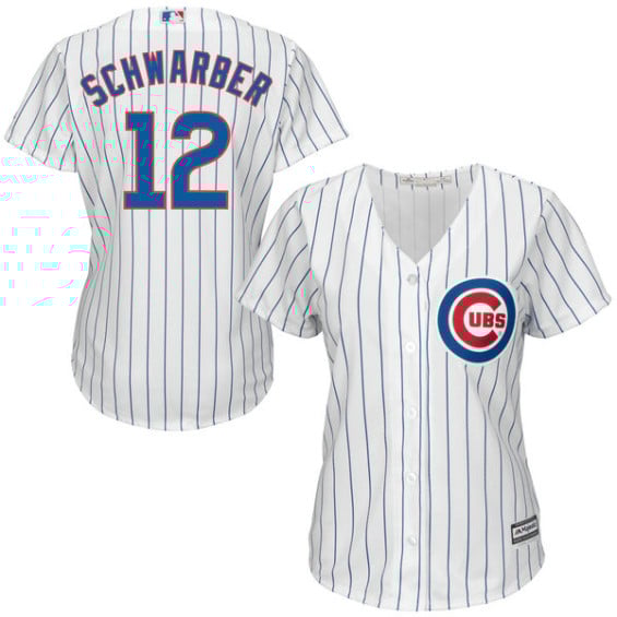 Kyle Schwarber Majestic Chicago Cubs Women's White Cool Base Player Jersey
