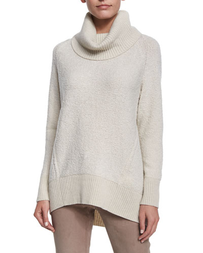 Lafayette 148 New York Cowl-Neck Wool Sweater in Oro