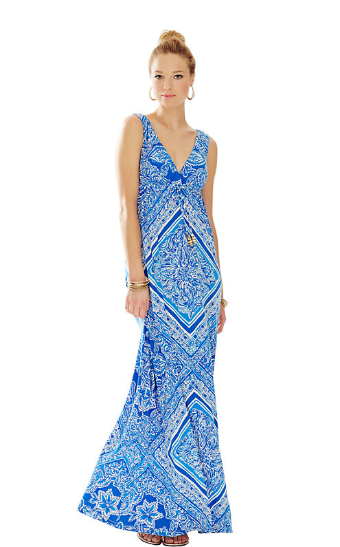Lilly Pulitzer MIRAFLORA EMPIRE WAIST MAXI DRESS in Blue Crush Open Water Engineered Dress boho maxi dresses for fall 2015