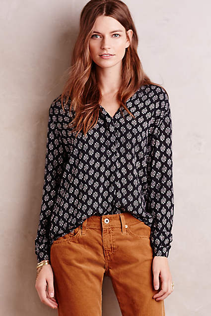 Lora Print Blouse by Velvet in Black and White. Anthropologie