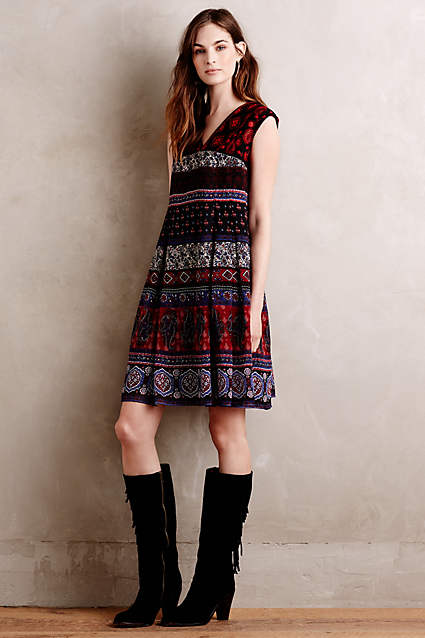 Lourdes Swing Dress by KAS New York in Black Motif