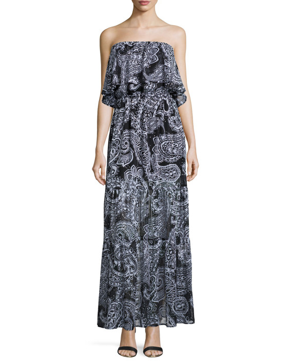 MICHAEL Michael Kors Strapless Tiered Maxi Dress in Sapphire