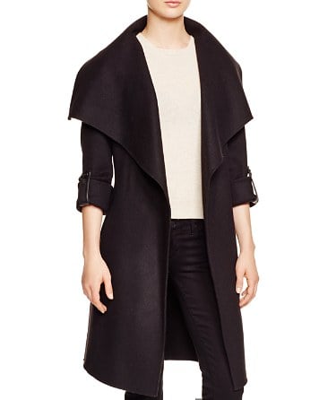 Mackage Brin Wrap Coat with Leather Trim in Black - Bloomingdale's Exclusive wrap coats for fall and winter