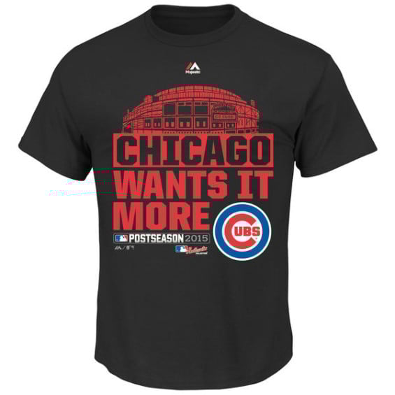 Majestic Chicago Cubs Black 2015 Playoff Wants it More Locker Room T-Shirt