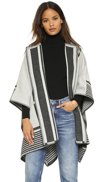 MiH Reversible Blanket Wrap Coat in Cream Stripe