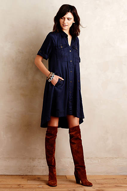 Military Swing Shirtdress by Holding Horses in Black Motif or Moss