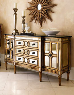 Mirrored Buffet with Gold Trim