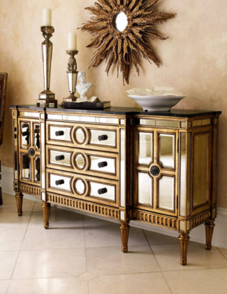 Mirrored Buffet with Gold Trim
