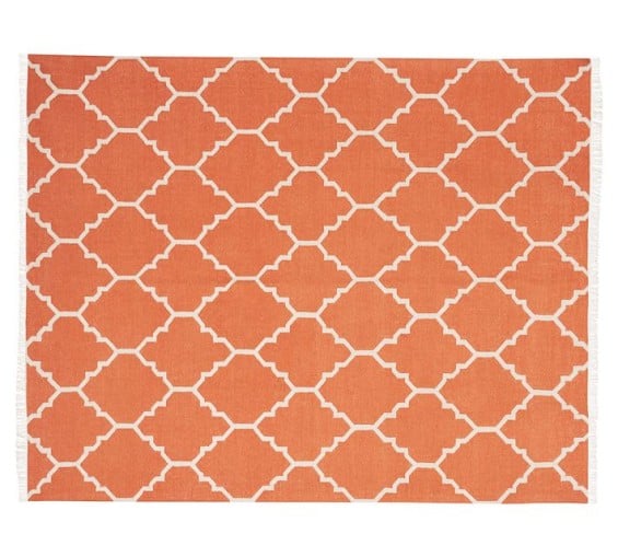 NATALIE DHURRIE RUG - ORANGE. Pottery Barn