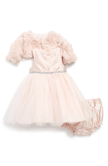 Pippa & Julie Sleeveless Tulle Dress & Rosette Jacket (Baby Girls) in Pink