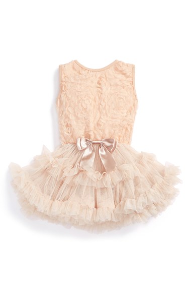 Popatu Ribbon Rosette Tutu Dress (Baby Girls) in Champagne