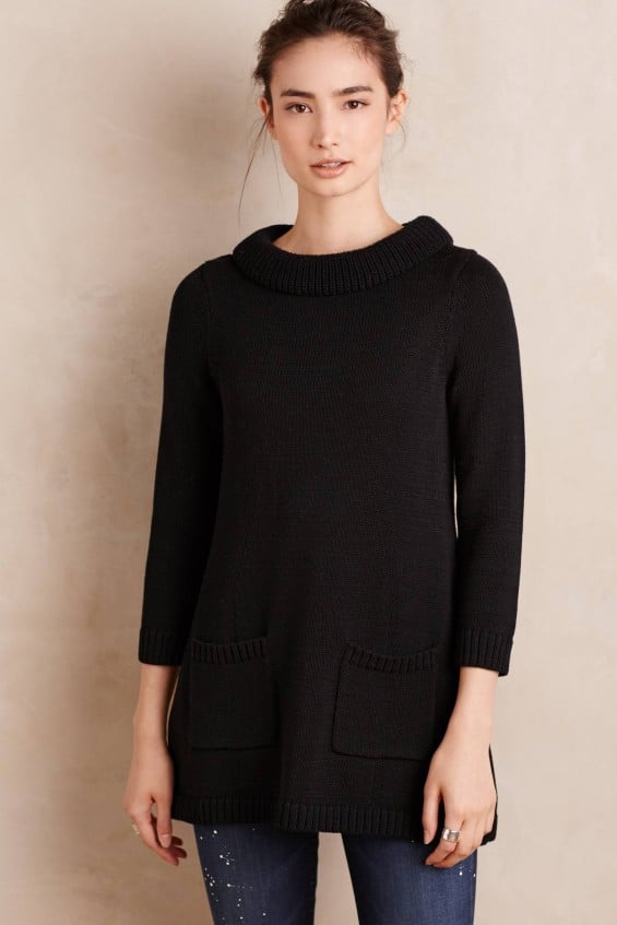 Rib-Trimmed Sweater Tunic by Field Flower by Wendi Reed in Black. Anthropologie