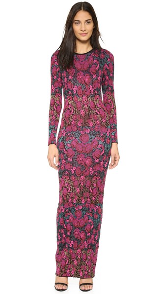 Ronny Kobo Diamond Floral Stripe Maxi Dress