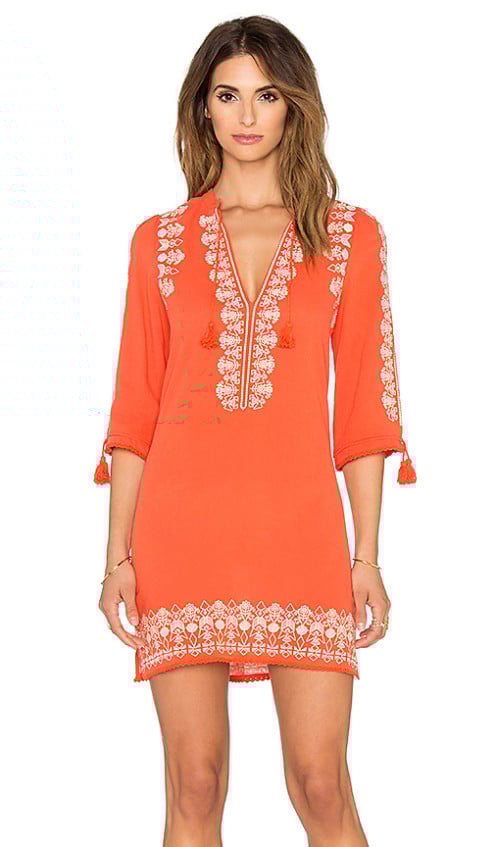 SANTORINI EMBROIDERED TUNIC DRESS By SPELL & THE GYPSY COLLECTIVE in Burnt Orange