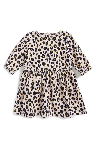 Stella McCartney Kids 'Skippy' Leopard Print Corduroy Dress (Baby Girls) in Pink dresses for baby girls