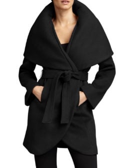 T Tahari Marla Wrap Coat in Black or Country Apple