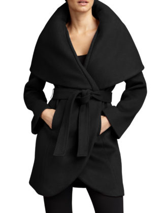 T Tahari Marla Wrap Coat in Black or Country Apple