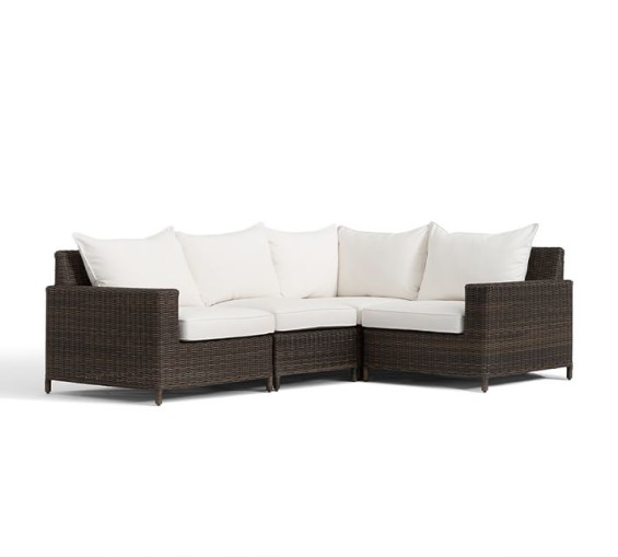 TORREY ALL-WEATHER WICKER SQUARE ARM SECTIONAL - ESPRESSO. Pottery Barn