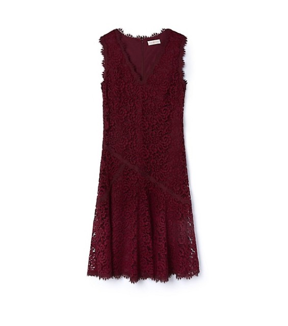 Tory Burch Corded Lace Dress in Red Agate