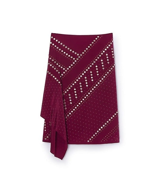 Tory Burch EMBELLISHED SILK SKIRT in Red Agate