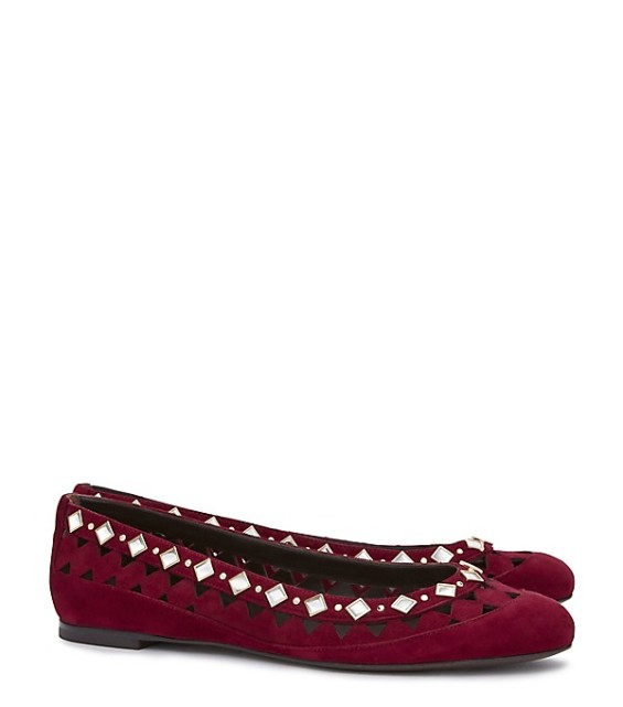 Tory Burch KINGSBRIDGE SUEDE BALLET FLAT in Red Agate