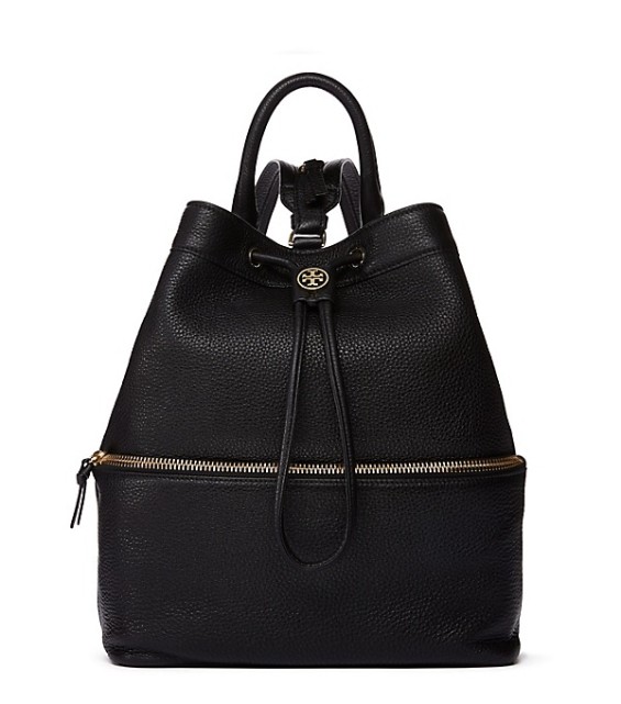 Tory Burch ROBINSON PEBBLED CONVERTIBLE BACKPACK in Black or Kir Royale