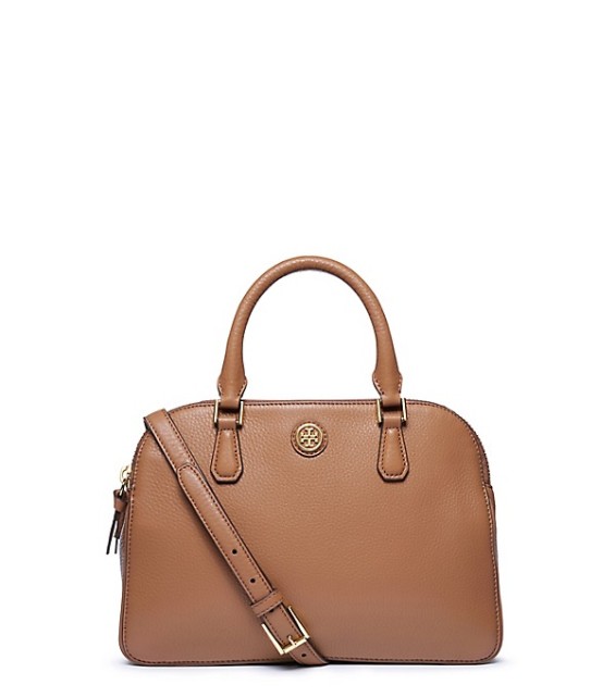 Tory Burch ROBINSON PEBBLED SMALL DOUBLE-ZIP SATCHEL in Tigers Eye, Black or Kir Royale