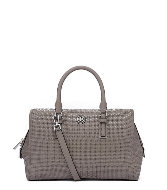 Tory Burch ROBINSON WOVEN SOFT SATCHEL in French Gray/French Gray