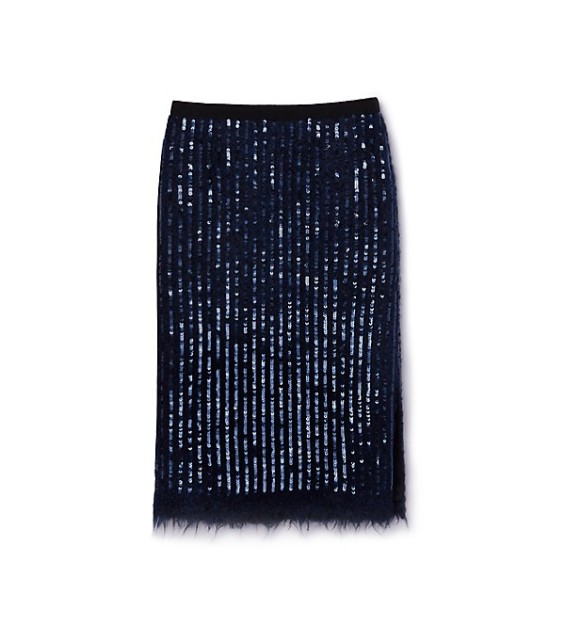 Tory Burch SEQUINED ALPACA PENCIL SKIRT in SEQUIN STRIPE A