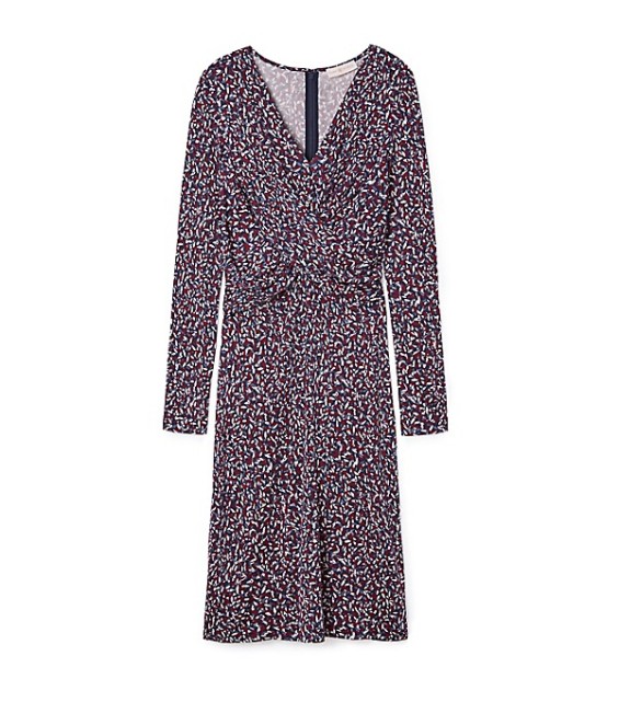 Tory Burch SILK INTERLOCK TWIST DRESS in Red Agate Confetti Tory Burch Fall Event Sales