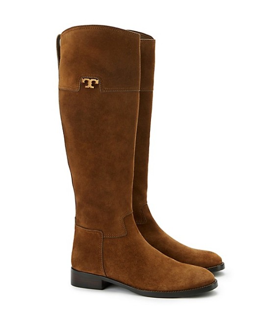 Tory Burch Suede WEMBLEY RIDING BOOT in Tobacco