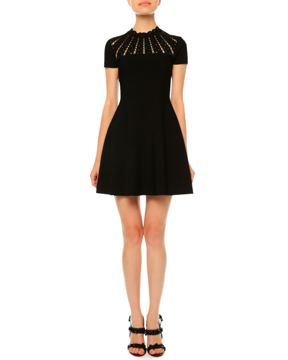Valentino Sunburst Fit-&-Flare Dress in Black 