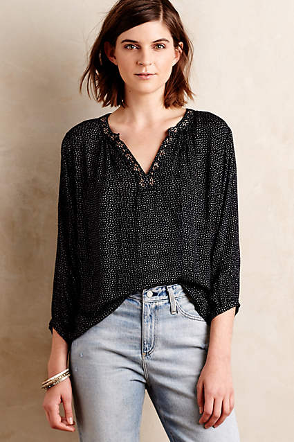 Valya Peasant Top by Velvet by Graham and Spencer in Black. Anthropologie