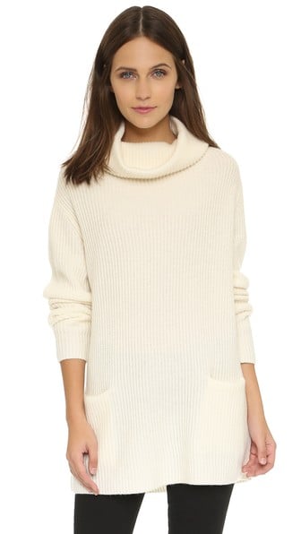 Vince Front Pocket Cowl Sweater in Off White or Crimson