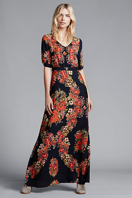 Wreathed Maxi Dress by Paper Crown in Navy