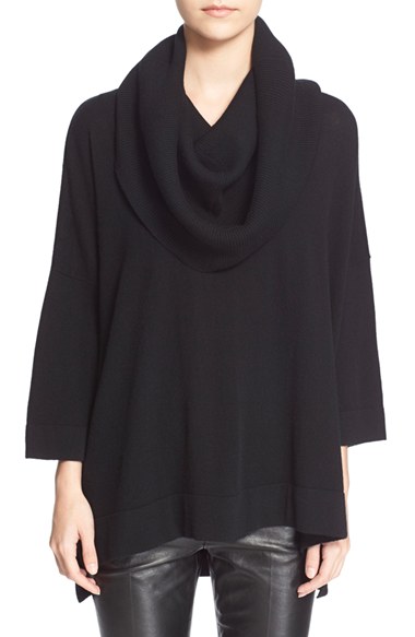 autumn cashmere Oversized Convertible Cowl Neck Sweater in Black