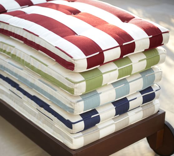 CHAISE TUFTED CUSHION - CLASSIC STRIPE OUTDOOR CANVAS. Pottery Barn