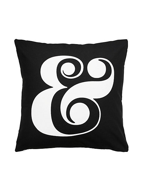 kate spade cotton ampersand decorative pillow in black