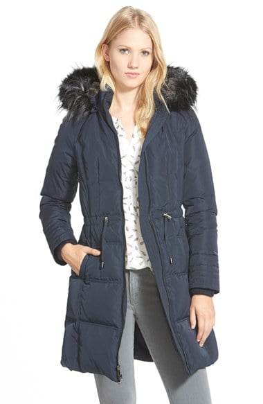 7 For All Mankind® Down Parka with Faux Fur Trim in Navy Blue