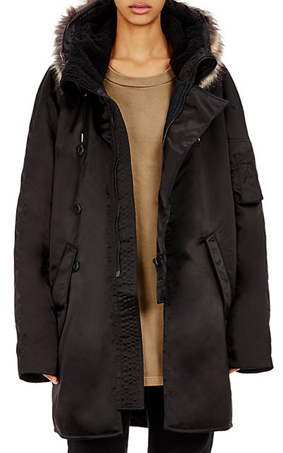ADIDAS ORIGINALS BY KANYE WEST YEEZY SEASON 1 Faux-Fur-Trimmed Oversized Parka in Black