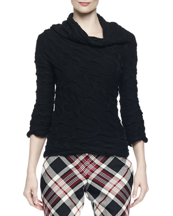 Alexander McQueen Cashmere-Blend Wide-Neck Cable-Knit Sweater in Black