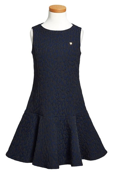 Armani Junior Sleeveless Jacquard Drop Waist Dress (Baby Girls) in Solid Bright Blue