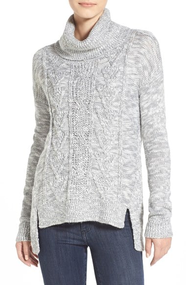 BP. Marl Cable Knit Turtleneck in Grey Quarry Theo Marl