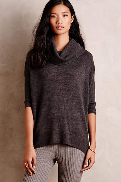 Basic Rolled Turtleneck by Sweet Romeo in Grey. Anthropologie