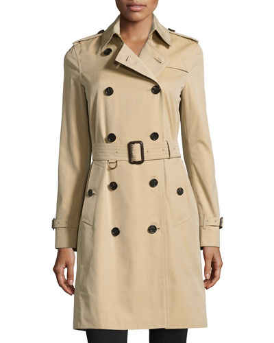 Burberry London The Kensington - Long Heritage Trench Coat in Honey. Neiman Marcus