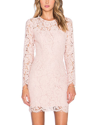 CARLA LACE MINI DRESS By KARINA GRIMALDI in Blush Pink