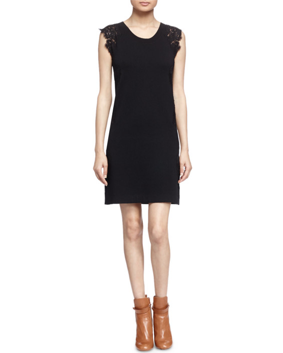 Chloe Leopard Guipure-Detailed Sweatshirt Dress in Black